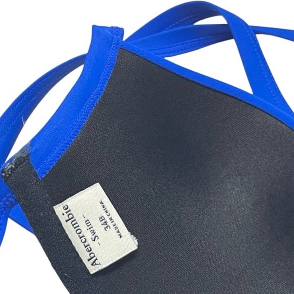 Abercrombie & Fitch Blue Push-Up Bikini Top 34B Gold Accent Cross-Back Swim - Picture 5 of 6